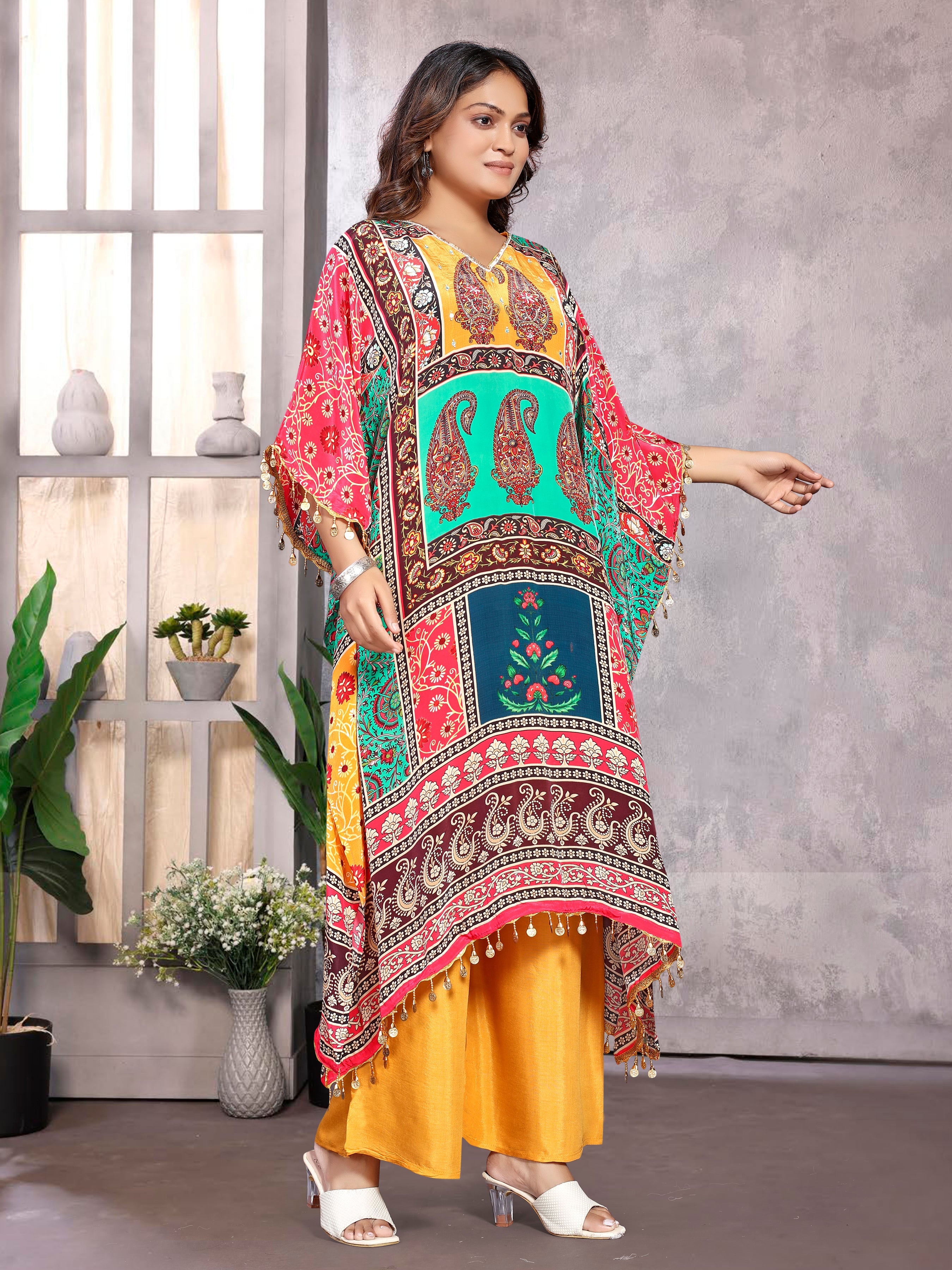 Multicolor Pure Natural Crepe Kaftans